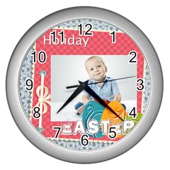 easter - Wall Clock (Silver)