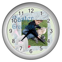 easter - Wall Clock (Silver)