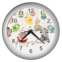 easter - Wall Clock (Silver)