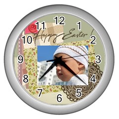 easter - Wall Clock (Silver)