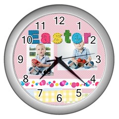 easter - Wall Clock (Silver)