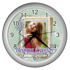 easter - Wall Clock (Silver)