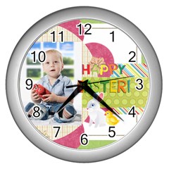 easter - Wall Clock (Silver)