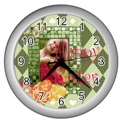 easter - Wall Clock (Silver)