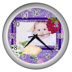 happy birthday - Wall Clock (Silver)