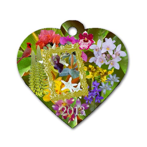 Orchid Flowers Heart 2013 Dog Tag  By Ellan Front