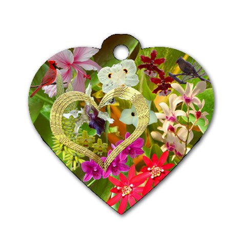 Orchid Flowers Heart 2013 Dog Tag  By Ellan Back