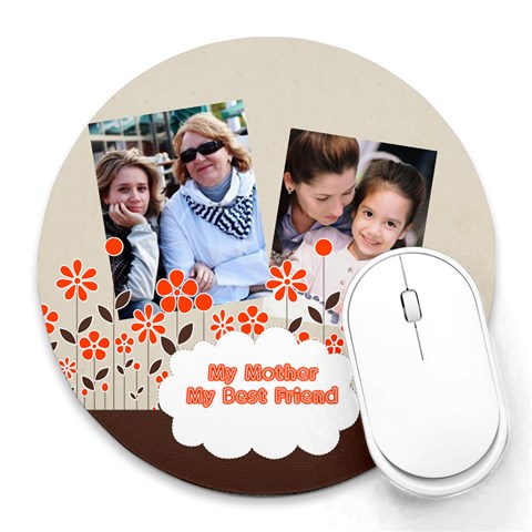 Mothers Day By Mom 8 x8  Round Mousepad - 1