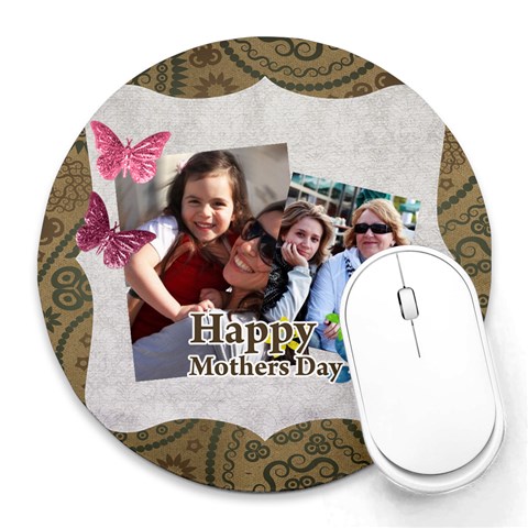 Mothers Day By Mom 8 x8  Round Mousepad - 1