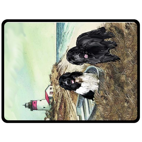 Two Newfs And Boat By Kathy Reed 80 x60  Blanket Front