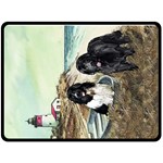TWO NEWFS AND BOAT - Fleece Blanket (Large)