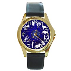 horoscope - Round Gold Metal Watch