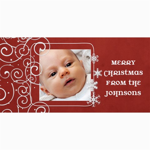 Red Swirl Photo Christmas Card By Marcee Duggar 8 x4  Photo Card - 2