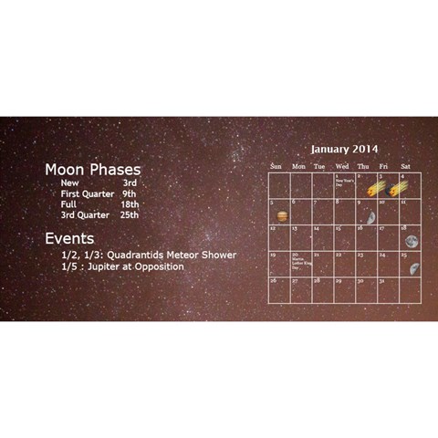 2014 Astronomical Events Desktop Calendar By Bg Boyd Photography (bgphoto) Jan 2014