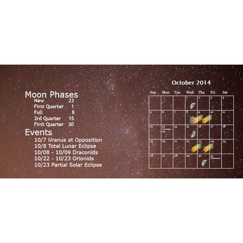 2014 Astronomical Events Desktop Calendar By Bg Boyd Photography (bgphoto) Oct 2014