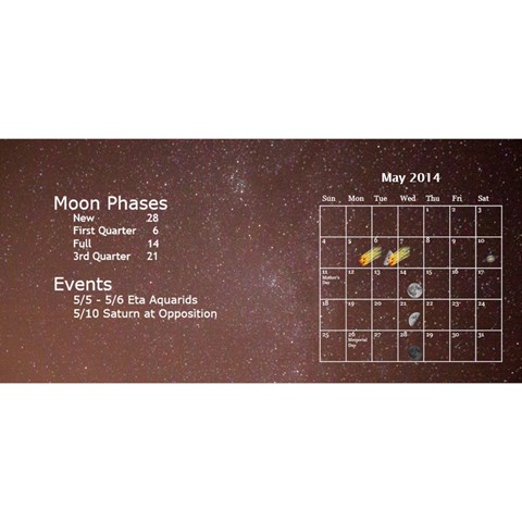 2014 Astronomical Events Desktop Calendar By Bg Boyd Photography (bgphoto) May 2014
