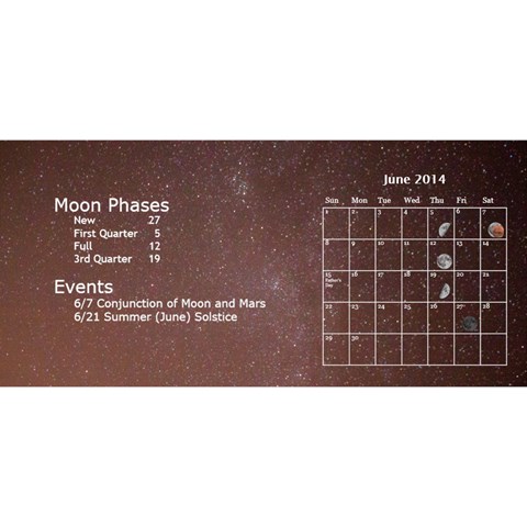 2014 Astronomical Events Desktop Calendar By Bg Boyd Photography (bgphoto) Jun 2014
