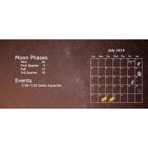 2014 Astronomical Events Desktop Calendar By Bg Boyd Photography (bgphoto) Jul 2014