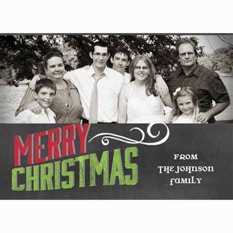 Chalkboard Merry Christmas Family By Marcee Duggar 7 x5  Photo Card - 1