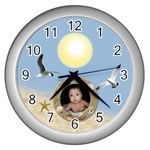 beach clock - Wall Clock (Silver)
