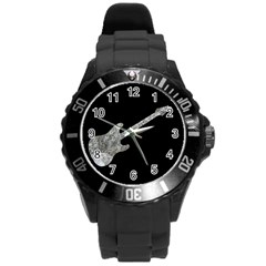 rock - guitar - watch - Round Plastic Sport Watch (L)