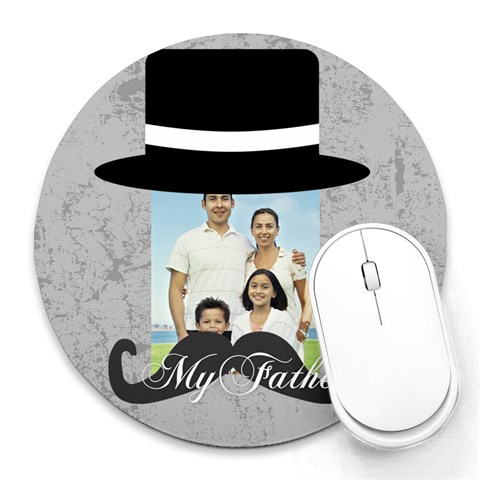 Fathers Day By Dad 8 x8  Round Mousepad - 1