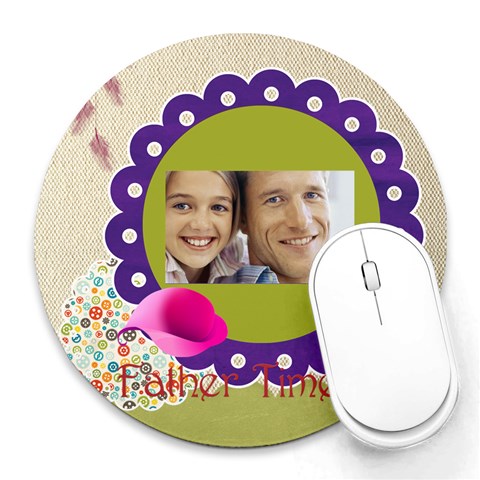 Fathers Day By Dad 8 x8  Round Mousepad - 1