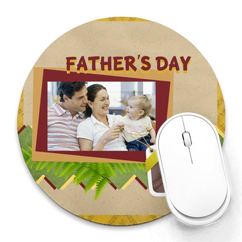 Fathers Day By Dad 8 x8  Round Mousepad - 1