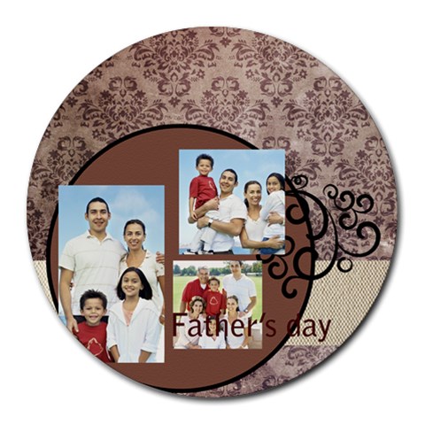 Fathers Day By Dad 8 x8  Round Mousepad - 1