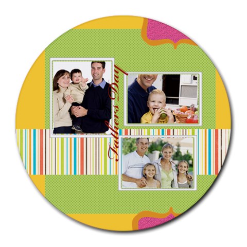 Fathers Day By Dad 8 x8  Round Mousepad - 1