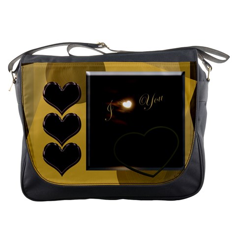 I Heart You Gold Messenger Bag By Ellan Front