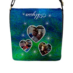 Blue Swirl Messenger Bag - Flap Closure Messenger Bag (L)