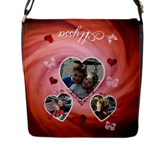 Hearts & Butterfly Messenger Bag - Flap Closure Messenger Bag (L)