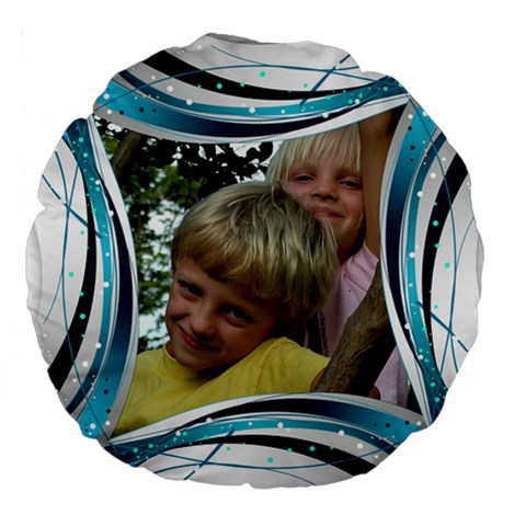 Blue And Silver 18  Premium Round Cushion By Deborah Front