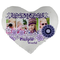 flower kids - Large 19  Premium Heart Shape Cushion