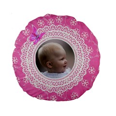 Girl Pink lace 15  Premium Round Cushion - Standard 15  Premium Round Cushion 