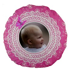 Girl Pink Lace 18  Premium Round Cushion - Large 18  Premium Round Cushion 