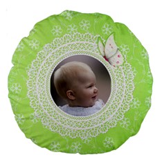 Girl Green Lace 18  Premium Round Cushion - Large 18  Premium Round Cushion 