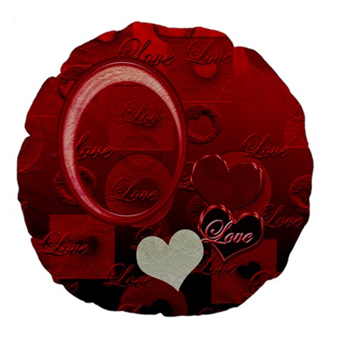 Red Love 18  Round Cushion Case 2 Sides By Ellan Front