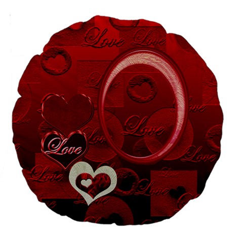 Red Love 18  Round Cushion Case 2 Sides By Ellan Back