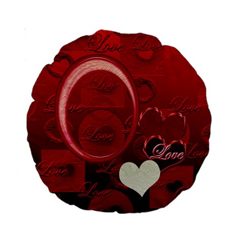 Red Love 15  Round Cushion Case By Ellan Front