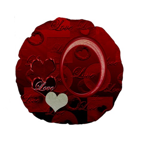 Red Love 15  Round Cushion Case By Ellan Back