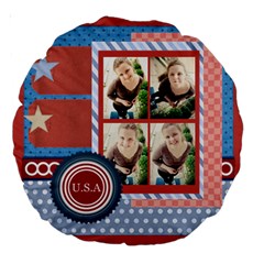 usa 4 july - Large 18  Premium Round Cushion 