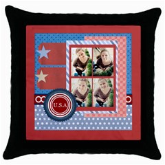 usa 4 july - Throw Pillow Case (Black)