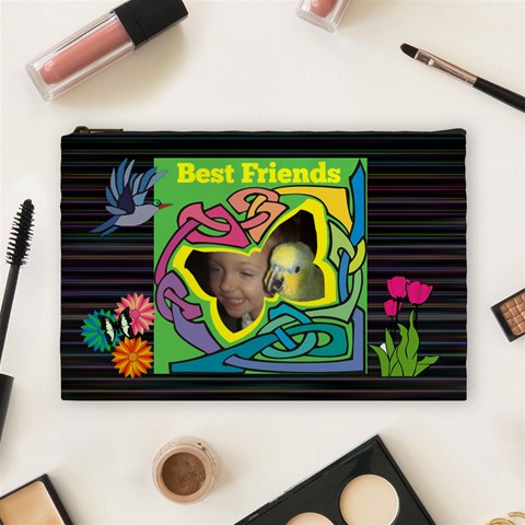 Best Friends Large Cosmetic Bag By Joy Johns Front