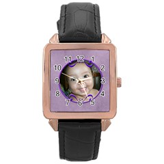 purple watch - Rose Gold Leather Watch 