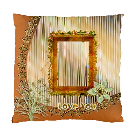 Rust/gold Floral Love Cushion Case 1 Side By Ellan Front