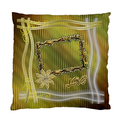 Gold Floral Love Cushion Case 1 Side By Ellan Front