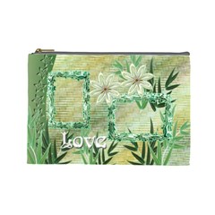 Aqua blue green floral cosmetic bag lg (7 styles) - Cosmetic Bag (Large)