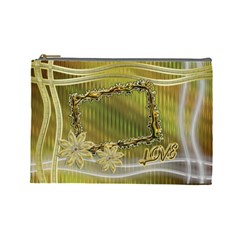 Gold love floral cosmetic bag lg (7 styles) - Cosmetic Bag (Large)